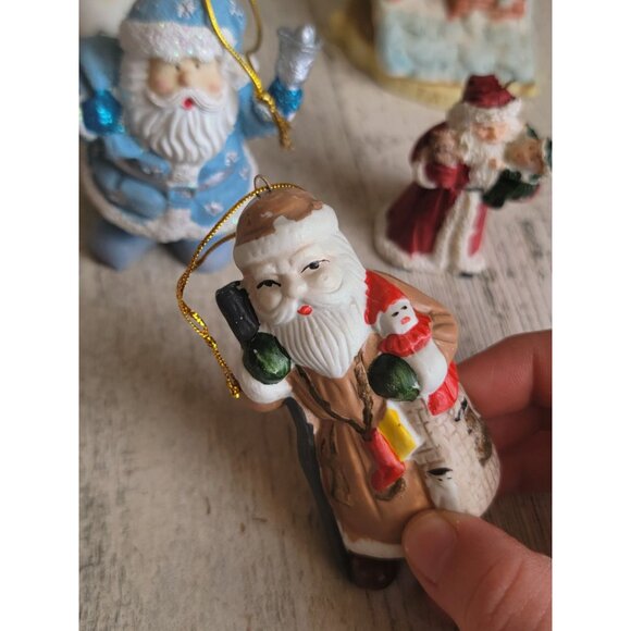 Santa Claus Vintage variety ornament Xmas set rustic decor - Picture 5 of 7